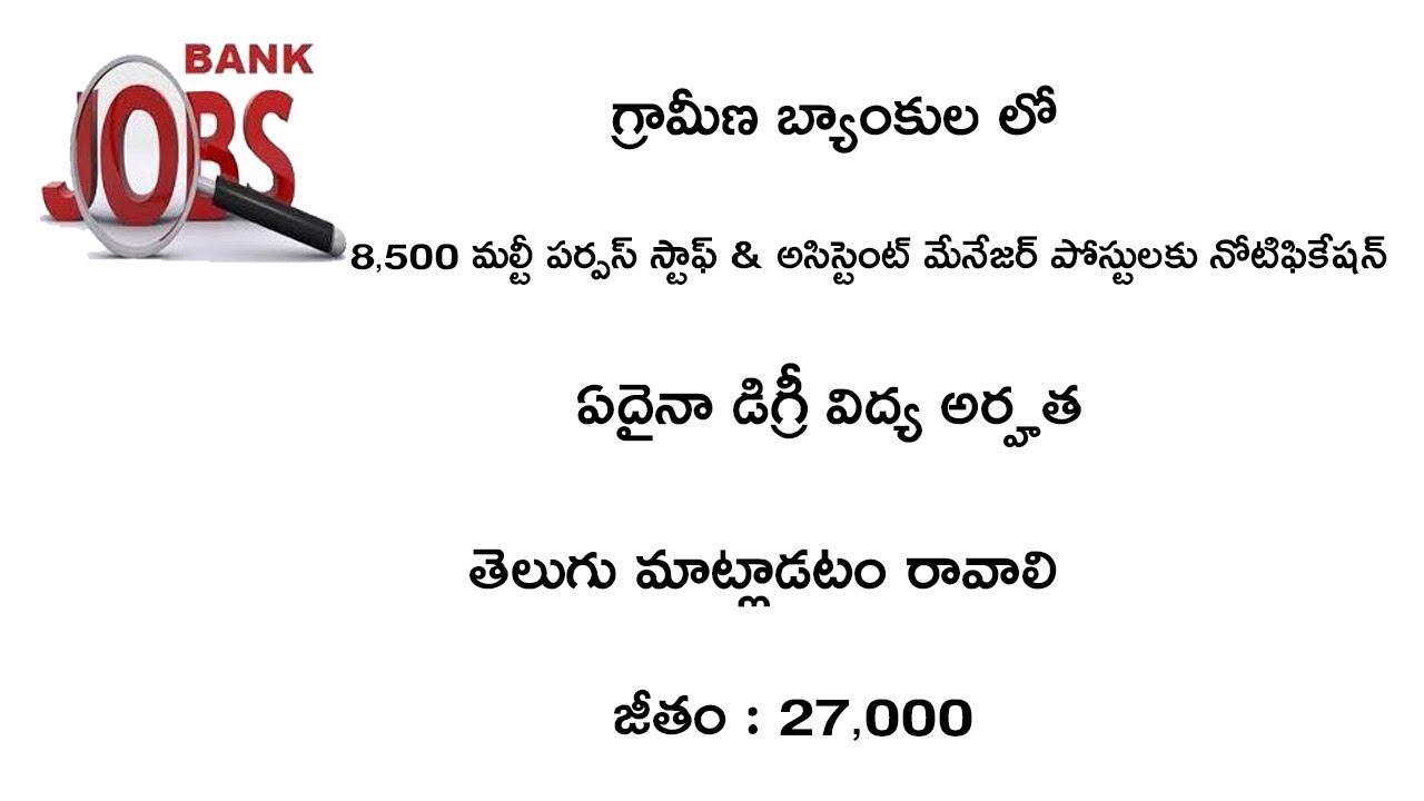 8500 IBPS Rural Banks Multipurpose And Assistant Manager Posts Notification 2019 || Bank Jobs 2019