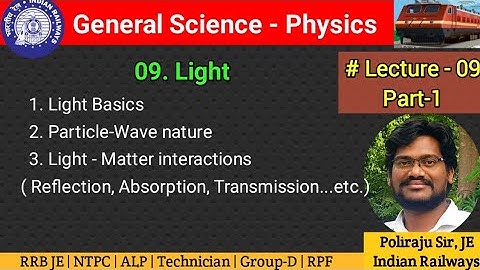 Light | రైల్వే జనరల్ సైన్స్ | Physics Lecture-9 | Part-1 | Poliraju Sir | Telugu