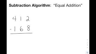 Subtraction: Equal addition algorithm