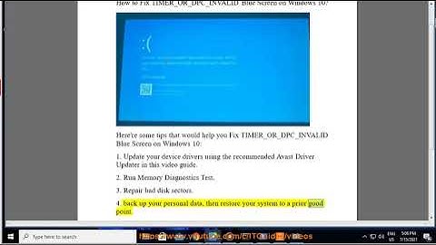Fix TIMER_OR_DPC_INVALID Blue Screen on Windows 10