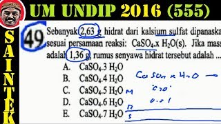 Sebanyak 2,63 g hidrat dari kalsium sulfat dipanaskan sampai semua air
kristalnya menguap sesuaipersamaan rea}si: casor,x hzo(s). jika massa
padatan ...