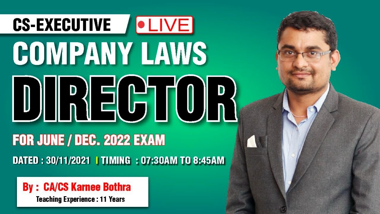 CS Executive | Company Law Directors Demo | CA Karnee Bothra