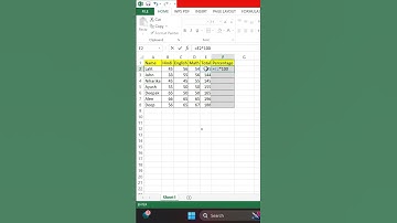 Calculate Percentage of Students Marks in Excel #excel #exceltips #exceltutorial #msexcel #shorts