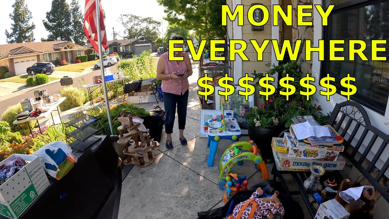 BOX FULL OF MONEY at the Garage Sales! Carhartt Jacket and Vintage Board Games Galore