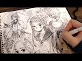 【アナログ】セーラー服の女の子紙いっぱいに描いてみた