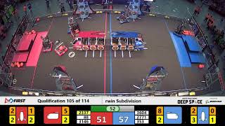 Qualification 105 - 2019 FIRST Championship - Detroit - Darwin Subdivision