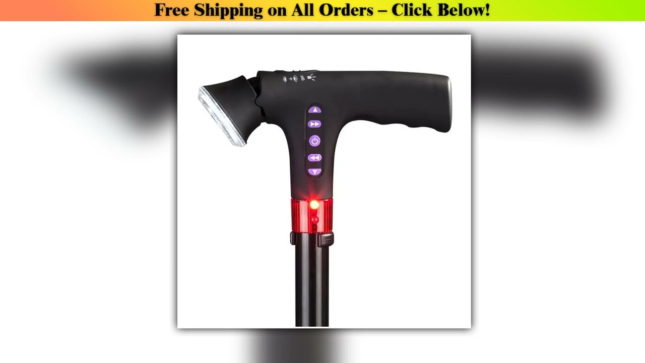 1pcs Telescopic Folding Cane With Alarm LED Walking Trusty Sticks cushionable Elder Crutches Elder