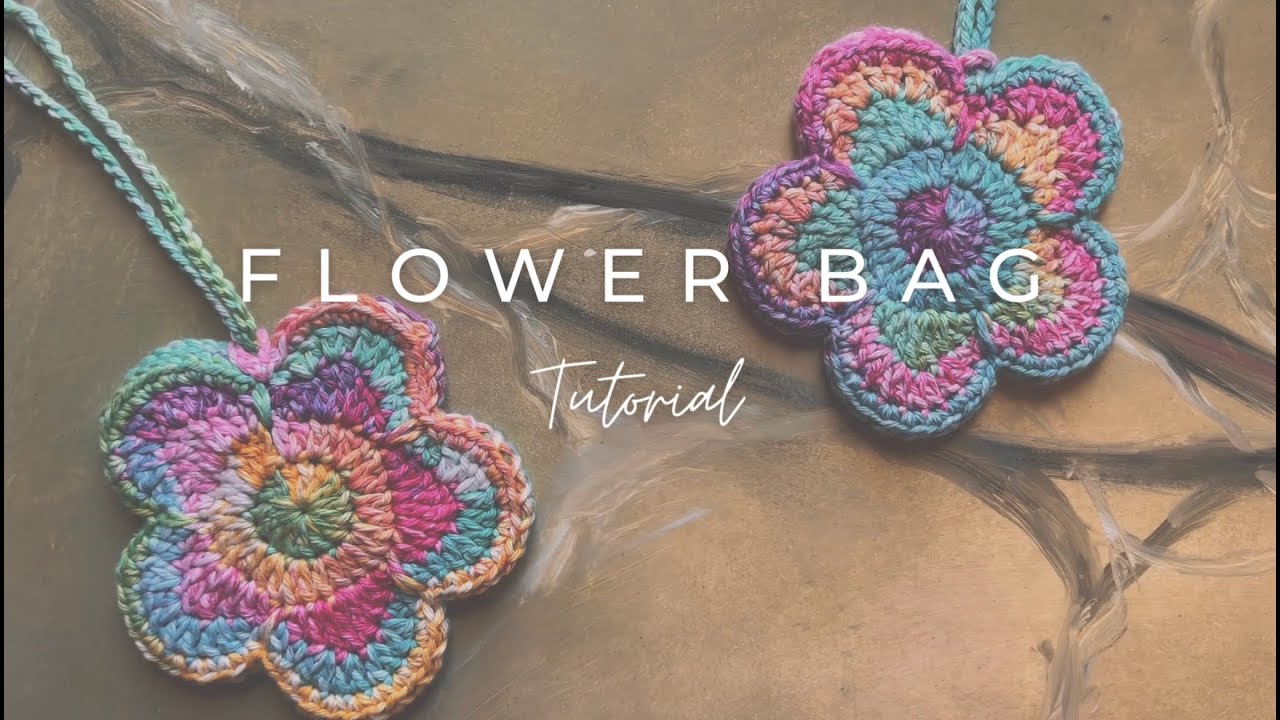 CROCHET FLOWER CHARM BAG TUTORIAL #crochet #crochetflower #crochettutorial  