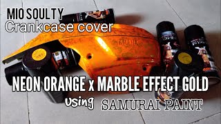 FLOURESCENT ORANGE x MARBLE EFFECT GOLD  using SAMURAI PAINT ( Soulty Crankcase cover)