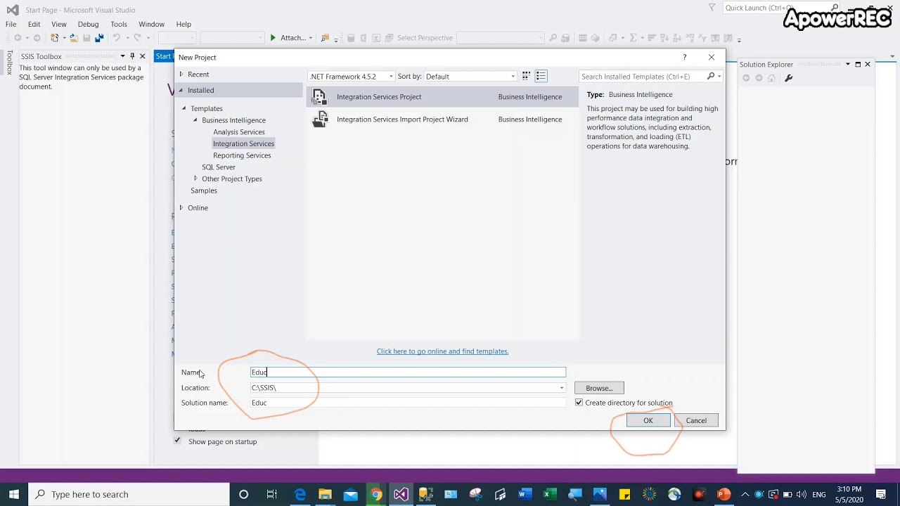 How to create a new SSIS project? - YouTube
