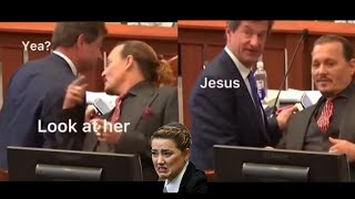 Johnny Depp Says _ Look At Her !_ (Funny Moments With Lawyer And Johnny Depp) Amber Heard