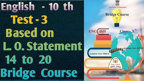 Std.10 English Bridge Course | Test  no.- 3 | With Full Answers | Narayani Tech Academy