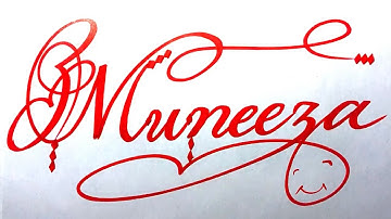 Muneeza Name Signature Calligraphy Status | How to Cursive write with cut Marker #muneeza @Muneeza