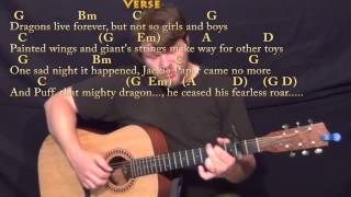 Puff the Magic Dragon - Fingerstyle Guitar Cover Lesson with Chords/Lyrics - Capo 2nd