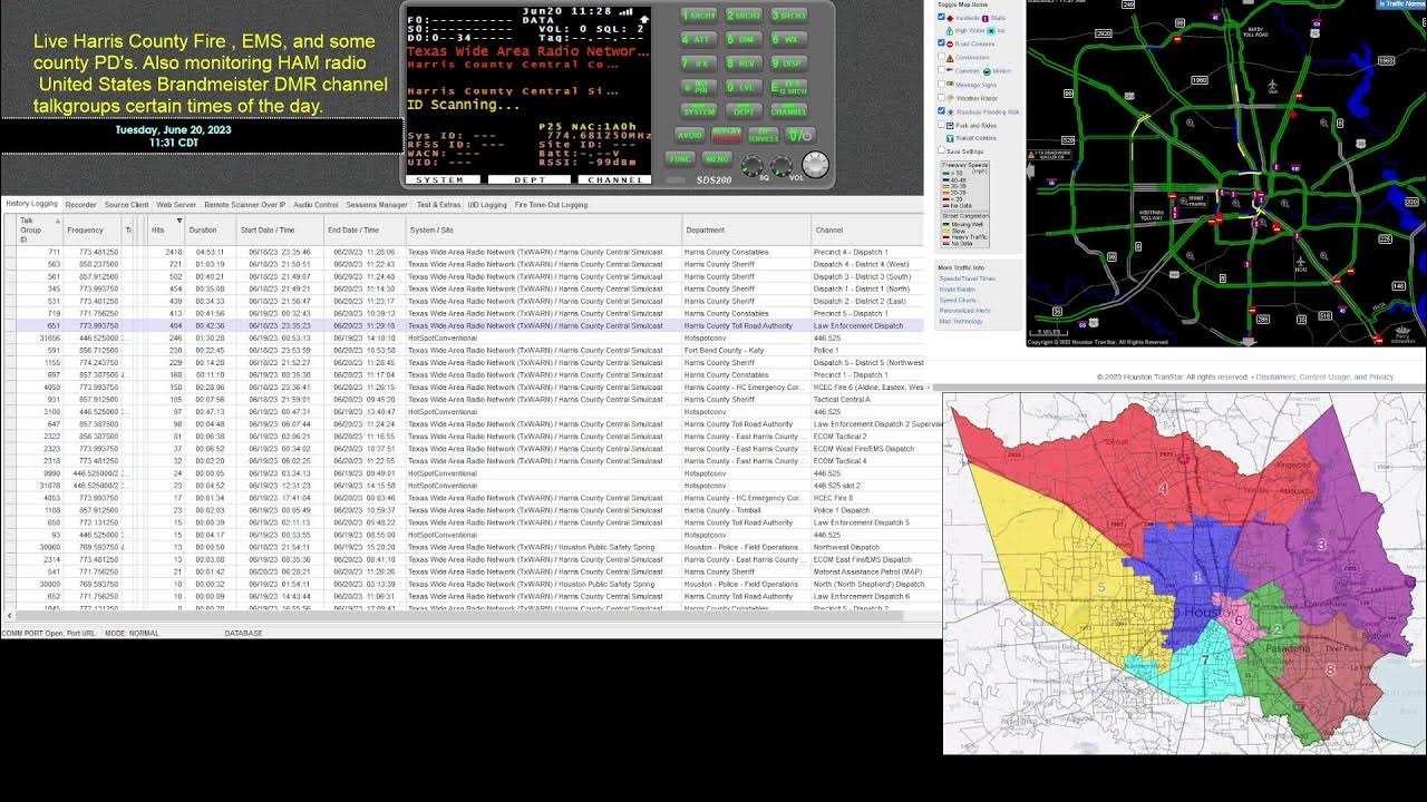 Harris County Houston Texas Live Radio Traffic streaming with SDS200