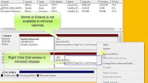 How to shrink or extend mirrored drive volume size in Windows 8 8.1 7