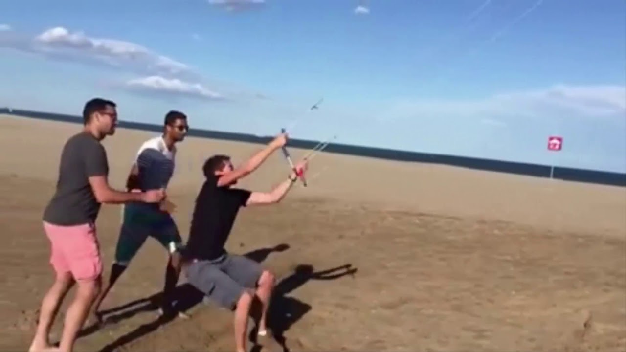 Man Tries To Fly A Power Kite, Power Kite Flies Man Instead YouTube