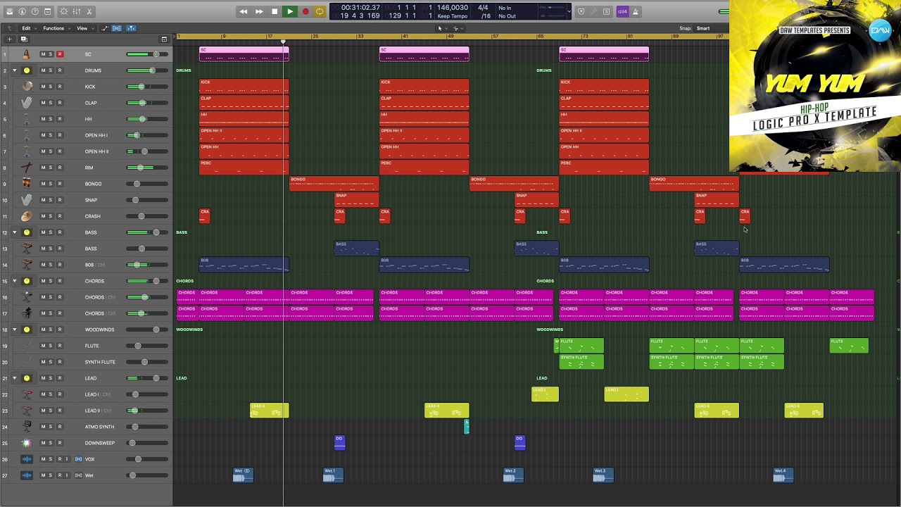 HipHop Logic Pro X Template Yum Yum logicproxtemplate logicprox 