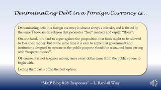 Denominating Debt in a Foreign Currency is… - L. Randall Wray