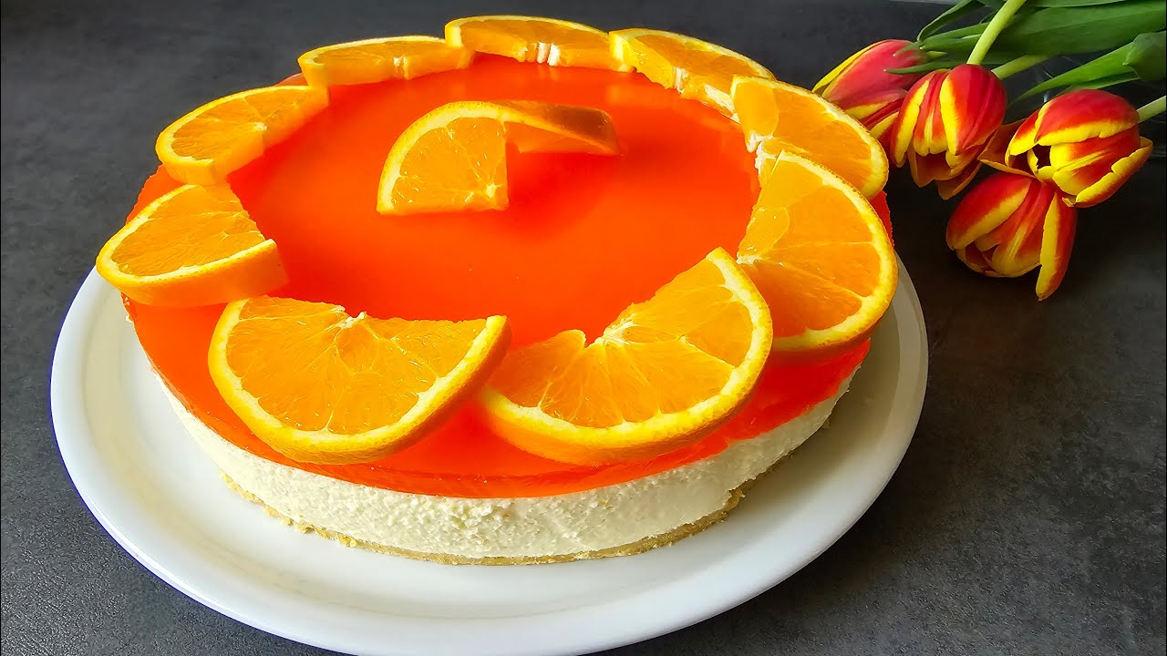 Erfrischende Orangentorte Rezept ohne Backen 🍊 Der cremigste ...