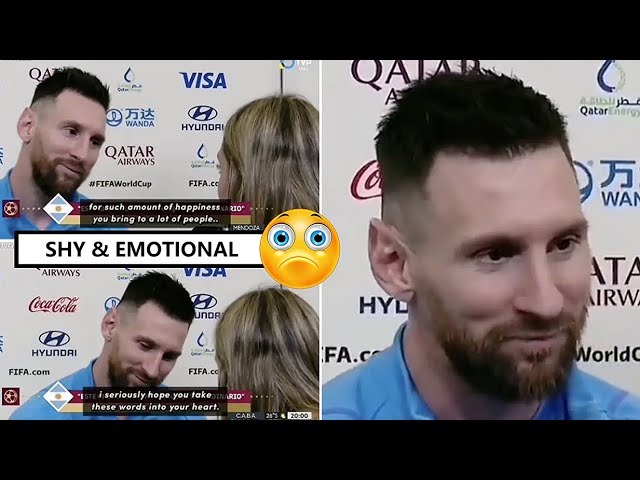 😍Shy Messi Emotional Reaction to the Words of Female Reporter!❤ class=