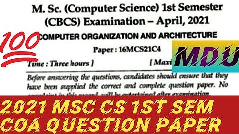 2021 MSc Computer science 1st Sem Computer Organization And Architecture question paper#shorts #mdu