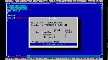 Hello World in C programming language (Turbo C++)