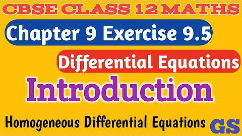 Chapter 9 - Exercise 9.5 Introduction Differential Equations |CBSE Class 12th Maths in Tamil - NCERT