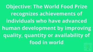 WORLD FOOD PRIZE 2021