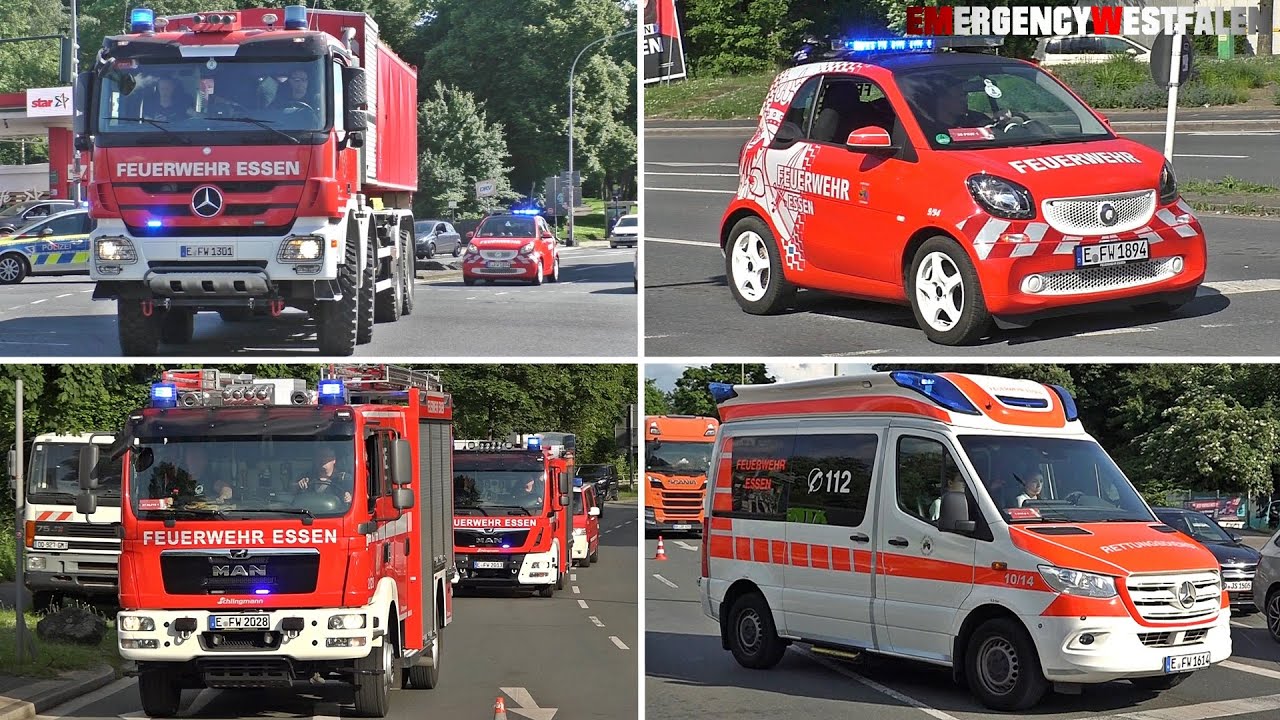 [WERKSTATT in VOLLBRAND! 🔥] - GROßALARM in ESSEN: viele Einsatzfahrten!