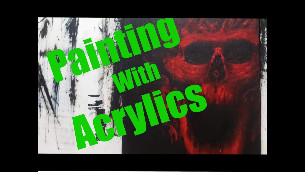 Painting a red skull on canvas with basic walmart acrylic paints