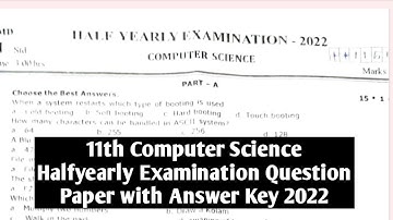 11th computer science Halfyearly examination Question paper with Answer Key 2022|Vincent Maths|