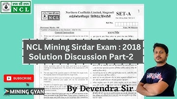 NCL Mining Sirdar 2018 Paper Discussion Part -2//Technical Section//Mining Gyan