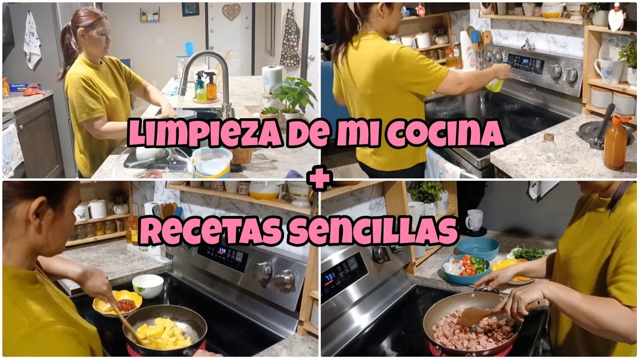 Limpieza de mi cocina 🧽/Dos recetas fáciles 🧑‍🍳🍍🥘