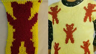 How to make Woolen Teddy Bear/Cartoons on sweater/Round Neck Sweater:DESIGN-55