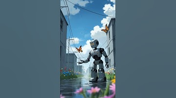 a robot and a butterfly |AICARTOONS|AIANIMATION|AISTORIES @AITECHTOMMOROW-r6r