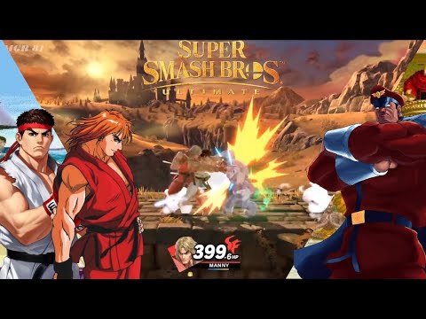 SSBU - Ryu, Ken vs Mario ( M. Bison )