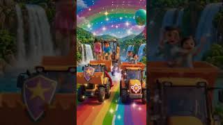 JCB Adventure with Cute Kids & Lions 🦁🚜 | Rainbow Waterfall Fun for Kids #junglecamp #shorts