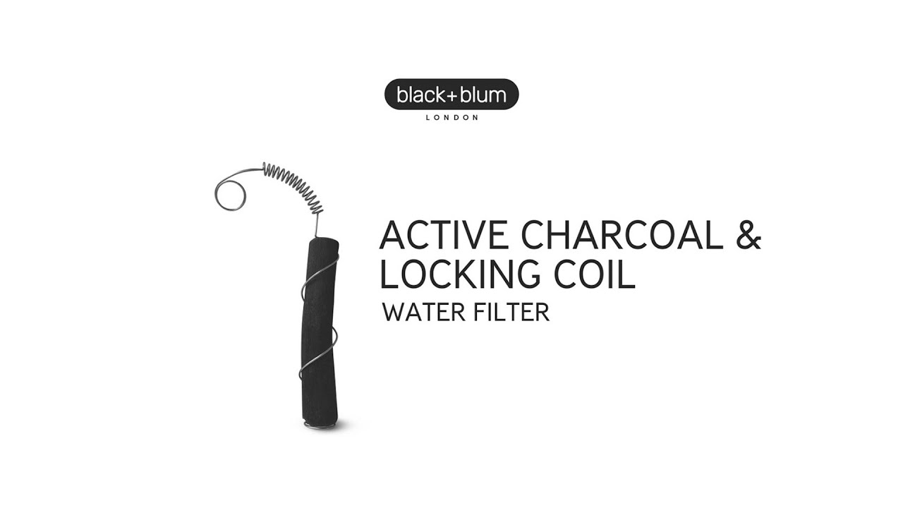 Blum Active Charcoal Water Filter and Locking Coil for Water Bottles Black 