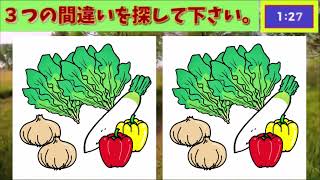 【間違い探し】美味しいお野菜 。find 3 differences
