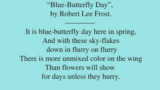 Details Poem by Robert Lee Frost: “Blue-Butterfly Day” News