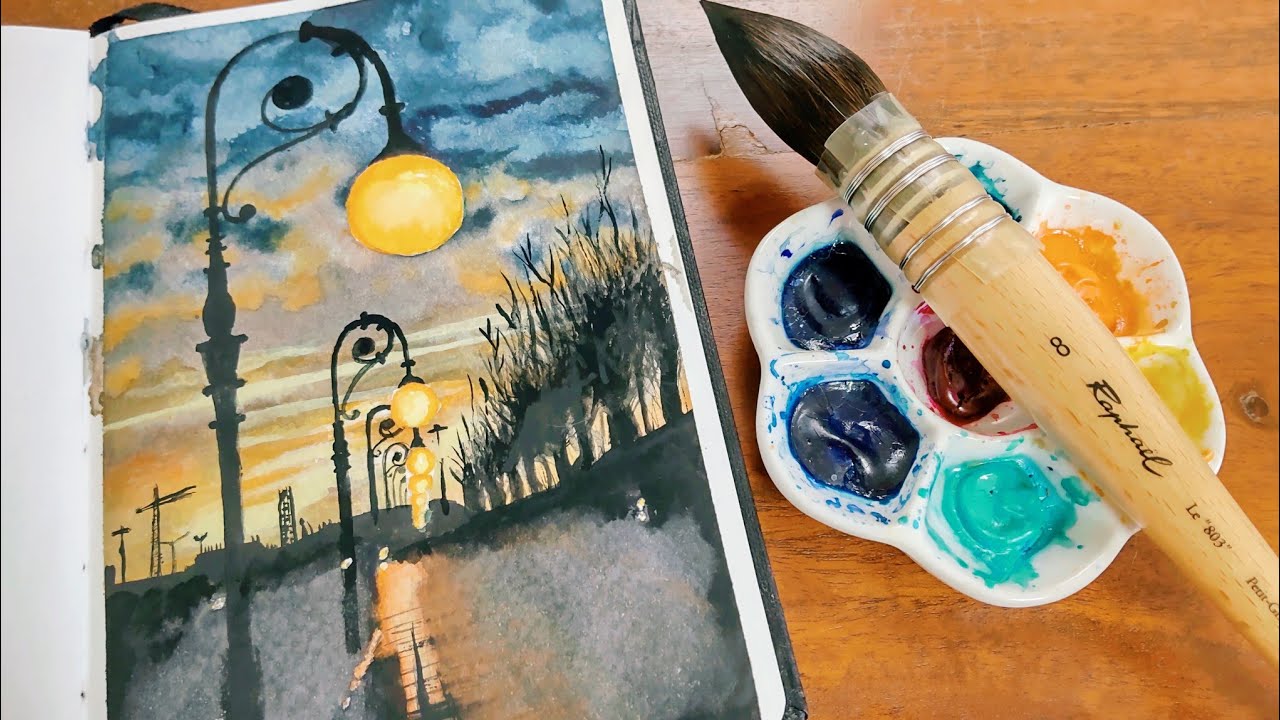 336th day since I started painting with watercolors / At dusk when