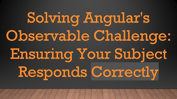 Solving Angular