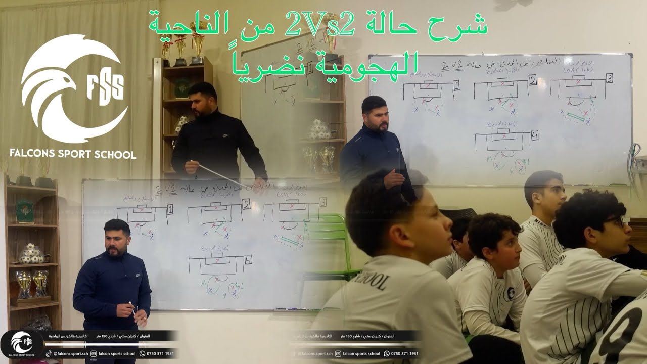 شرح حالة ٢ ضد ٢ هجوميا (2Vs2) اكاديمية فالكونس الرياضية شرح نضري 💪🤍💚🦅