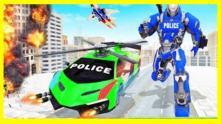 Flying Police Helicopter Car Transform Robot Games android game online offline racing fight action screenshot 5