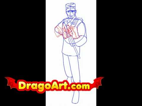 How to draw a soldier, step by step - YouTube
