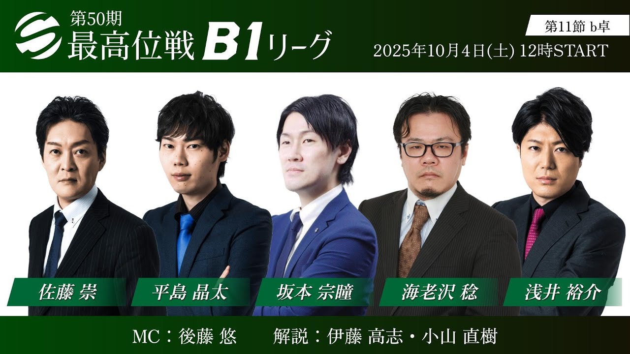 麻雀】第50期最高位戦B1リーグ 第11節 b卓 - YouTube