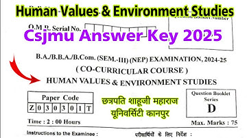 human values and environmental studies csjmu answer key 2025 | co curricular 3rd semester 2025