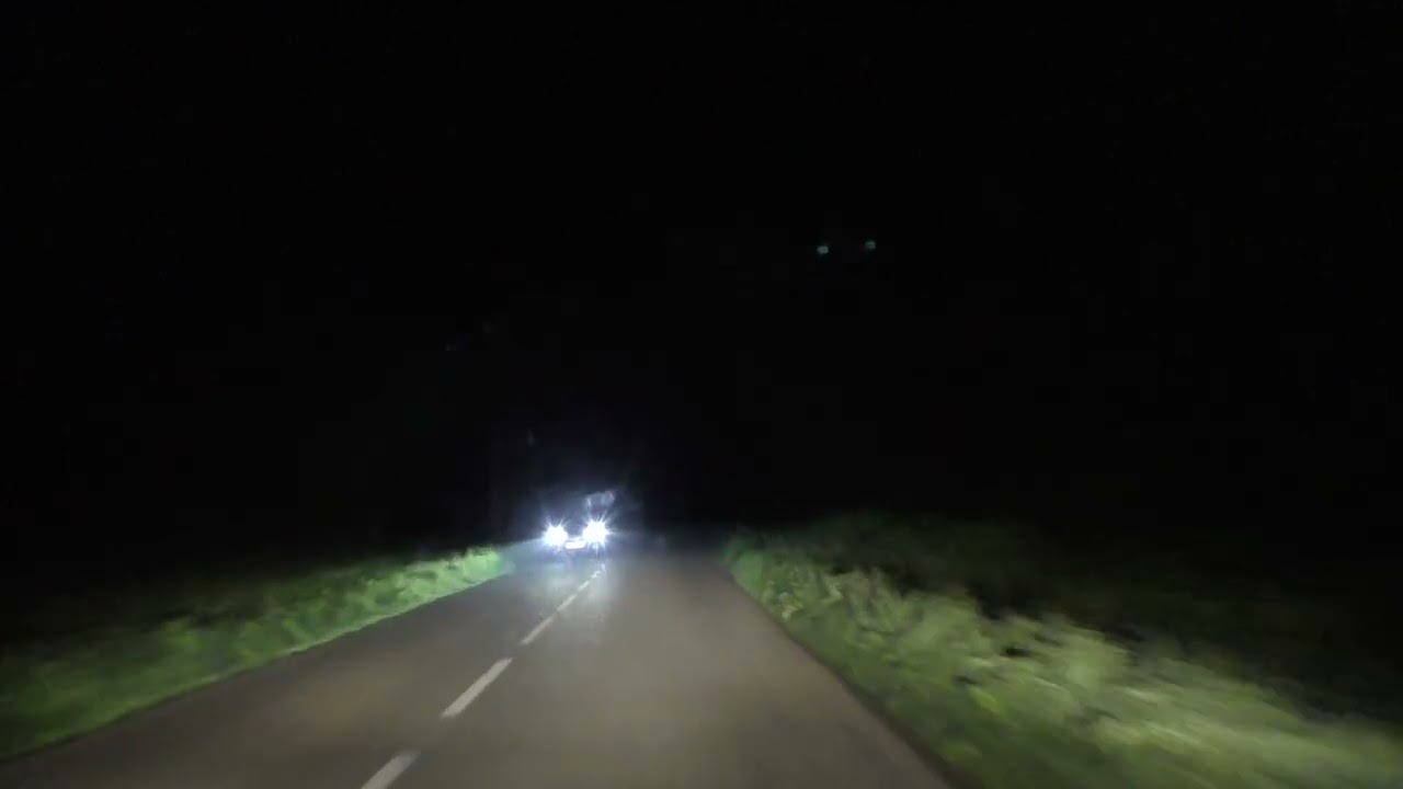 Night Drive On The D31 From 22110 Rostrenen To 22160 Le Croissant, Brittany, France 13th May 2023