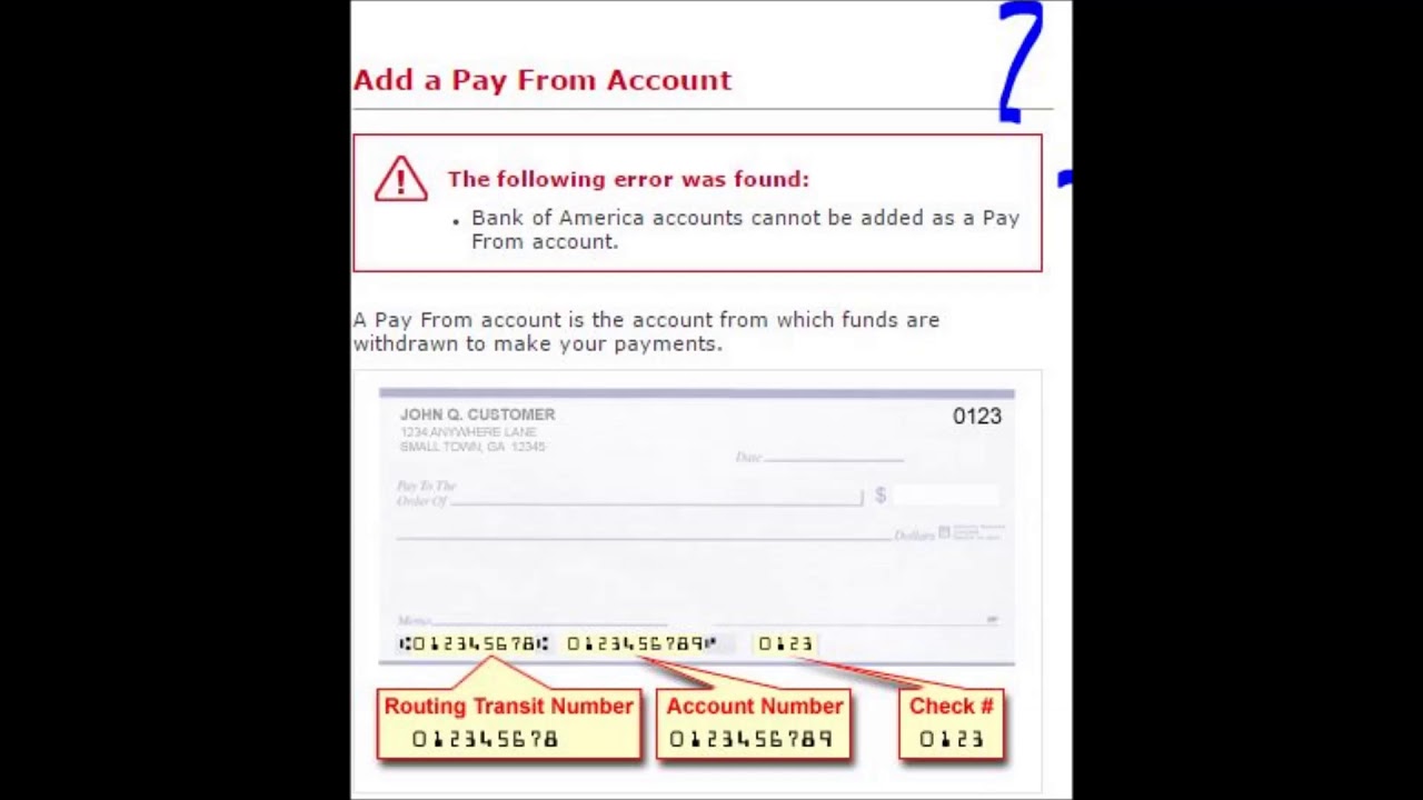 Bank Of America Accounts Cannot Be Added As A Pay From Account YouTube